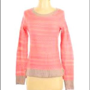 AMERICAN EAGLE OUTFITTERS Neon Pink Beige Striped Sweater Acrylic Mohair Mix, S